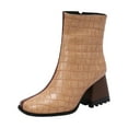 thumbnail image 2 of POROPL Womens Ankle Boots High Heel Square Toe Zip Up Punk Shoes,Boots for Saving Size 42, 2 of 4