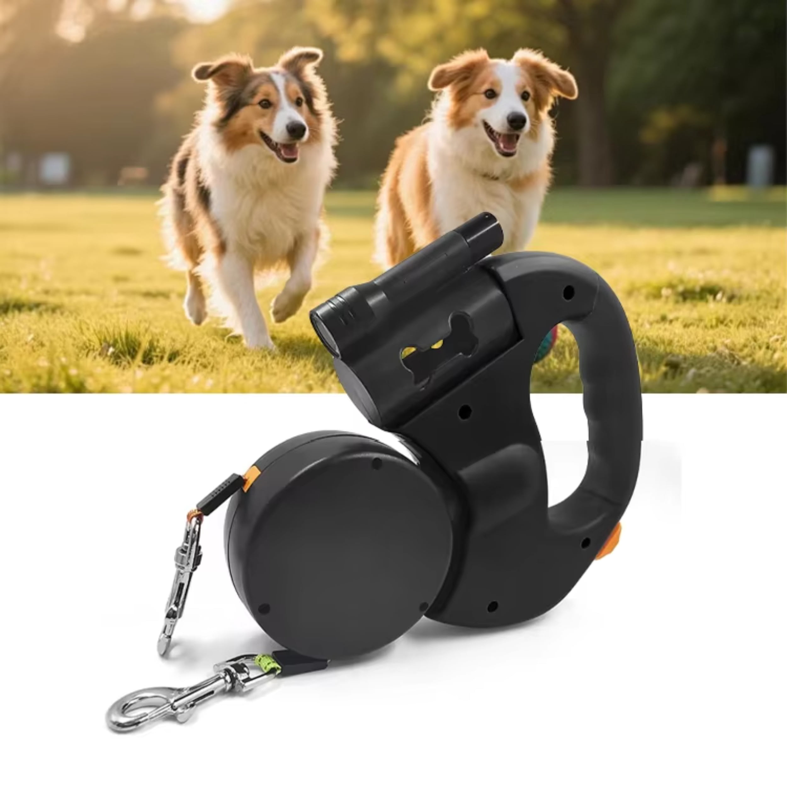 OEM New Tangle-Free Dual Dog Leash with 360° Swivel Head Retractable Leash