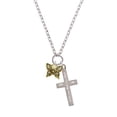 thumbnail image 2 of Delight Jewelry Goldtone Small Antiqued Crystal Butterfly I Set You Apart Engraved Cross Zoey Necklace, 28", 2 of 4