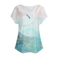thumbnail image 4 of Fiudx Ofertas y Liquidaciones Top/Camisa de Manga Corta con Cuello En V Plisado Estampado de Verano para Mujer, 4 of 5