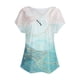 thumbnail image 4 of Fiudx Camisetas para Mujer Top/Camisa de Manga Corta con Cuello En V Plisado Estampado de Verano para Mujer, 4 of 5