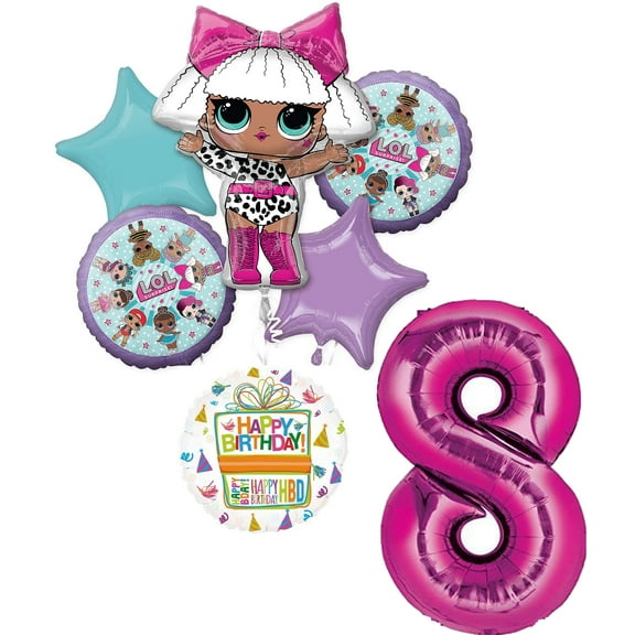 LOL Party Supplies 8th Birthday Balloon Bouquet Decorations