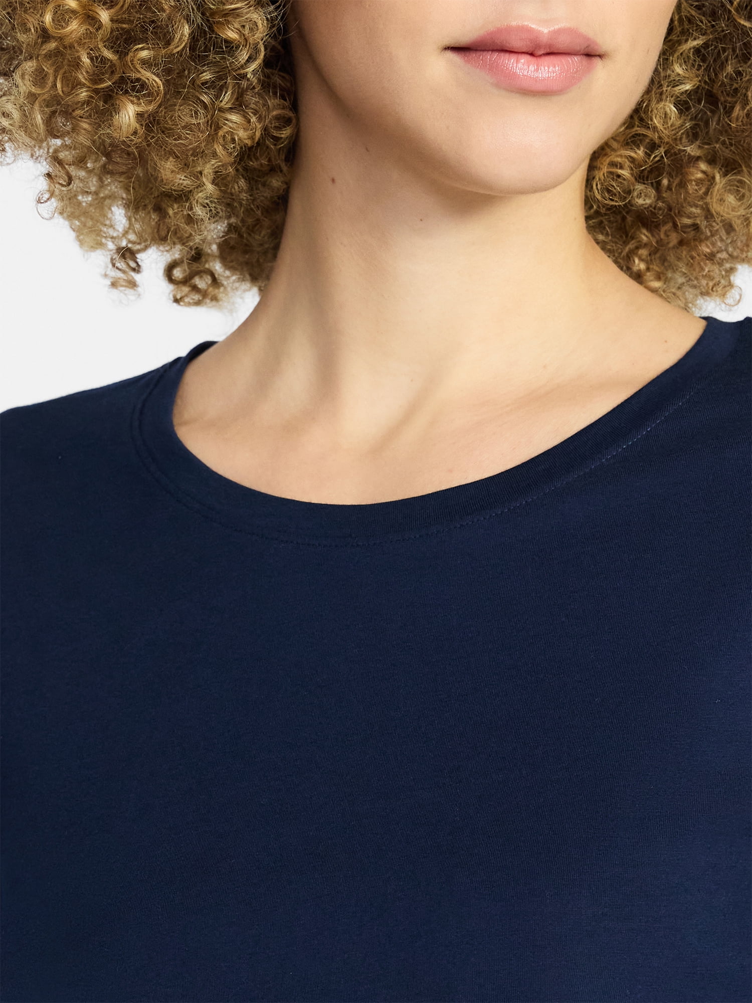 Time and Tru Women's Crewneck Tee with Long Sleeves, Sizes XS-XXXL