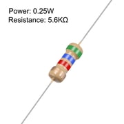1/4 Watt 5.6K Ohm Carbon Film Resistors 5% Tolerances 0.25W 50pcs 4 Color Band