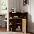 thumbnail image 3 of Corner Cabinet, Corner Storage Shelf with USB Ports and Outlets Industrial Organizer for Small Space Wooden 6-Cubby Bookshelf for Study, Playroom, Living Room (Amber Pine), 3 of 9