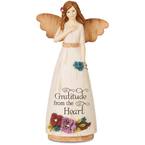 Pavilion-"Gratitude from the Heart" Thank You Floral Angel Figurine 6"