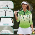 thumbnail image 6 of Uorisanigo Cute Four Leaf Clover Women's 3/4 Sleeve Golf Top Size 2XL Comfortable Polyester Spandex Fabric Moisture Wicking Tennis Activewear Zipper Neck Pullover Outing Wear, 6 of 7