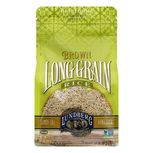 Lundberg Gluten Free Rice EcoFarmed Long Grain Brown, 32 OZ (Pack of 6