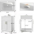 thumbnail image 2 of Bathroom Vanity with Ceramic Sink, Quickly Assemble 24" Free Standing Bathroom Sink Cabinet with Wooden Frame, White, 2 of 9