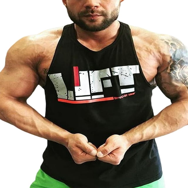 Summer Workout Tank Tops for Men with Sleeveless Design and Letter Print
