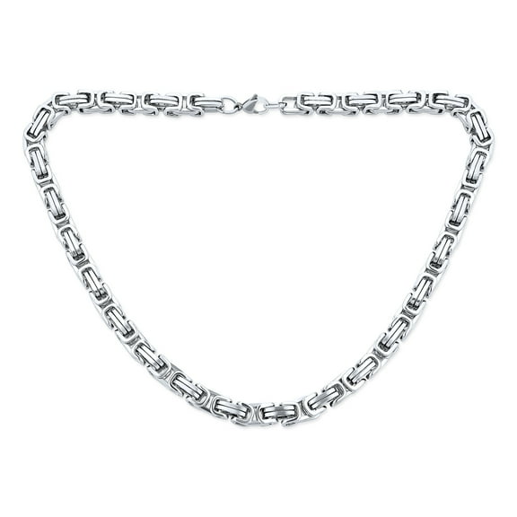 Bling Jewelry Mens Mechanic Byzantine Biker Necklace for Men Black Gold Silver 20-30 Inch 8MM Chain