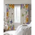 thumbnail image 4 of Watercolor Flowers Blackout Curtains for Bedroom Living Room Darkening Curtains 54 Inch Long Spring Sunflowers Daisy Butterflies Beige Short Curtain for Small Window Treatment Drapes 52"x54"x2, 4 of 9