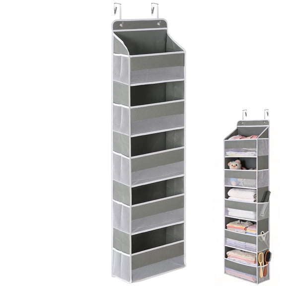 5 Tier Hanging Closet Organizer, Heavy Duty Over the Door Storage Organizer, Hanging Storage Shelf for Bedroom, Closet, Dorm and Bathroom