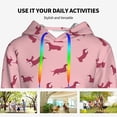 thumbnail image 4 of Balery Dachshund Dog Puppy Pattern Womens Long Sleeve Hoodie, Pullover Hooded Sweatshirt, Kangaroo Pocket Hoodie with Eye-catching Drawstrings-Small, 4 of 7