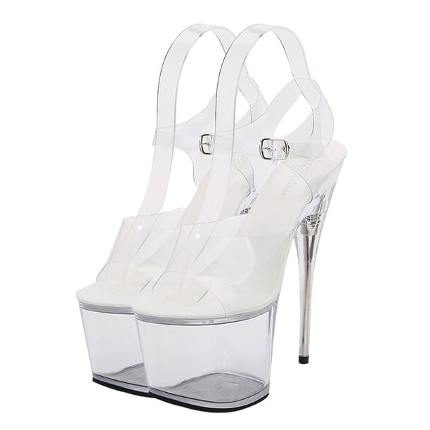 1 par tren Transparent Vamp Tacones Super Tacones Lady Stiletto Sandles Sexy Summer Calzado