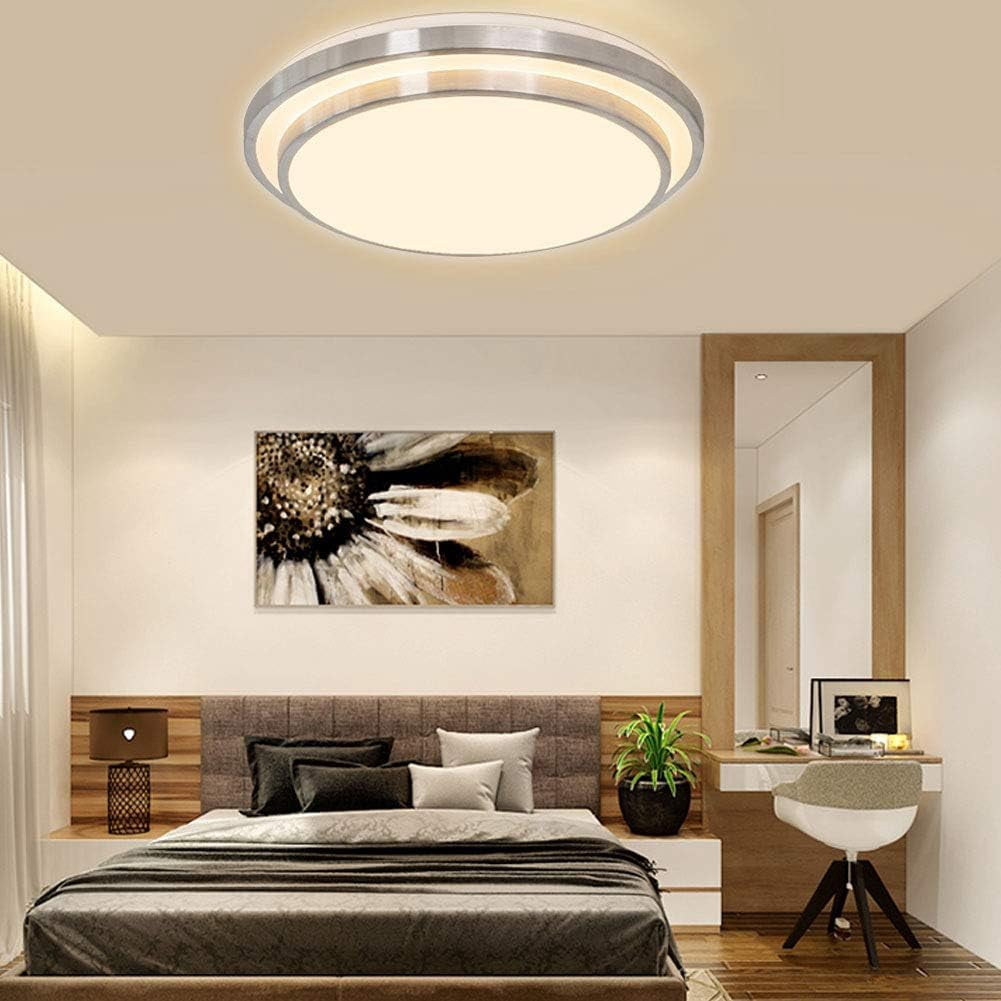 19.68Inch Double Round Close to Ceiling Lights Fixture 50W Dimmable LED Flush Mount Ceiling Light with Remote for Bedroom Kitchen Dining Room