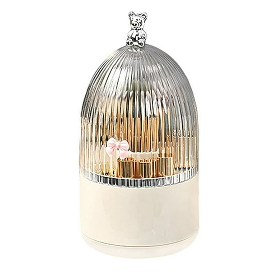 Rotating Makeup Brush Holder Organizer with Lid 360°Rotating Dustproof Make Up Brush Container with Clear AcrylicCover,A