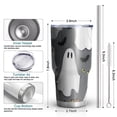 thumbnail image 6 of 30oz Gray Halloween Ghosts Bats and Boo Tumblers Stainless Steel Tumbler with Lid and Straw,Vacuum Insulated Double Wall Travel Tumbler Cups Mug with Cleaning Brush for Coffee,Tea, 6 of 7