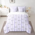 thumbnail image 2 of Homewish Cute Bowknot 7-Piece Bedding Comforter Set for Female Men Teens,Polka Dots King Bedding Sets,Geometric Stripes Ultra Soft Bed Sheets,Lightweight Room Decor,Reversible, 2 of 8