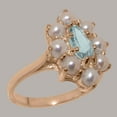 thumbnail image 2 of LBG British Made 10k Rose Gold Natural Aquamarine & Cultured Pearl Womens Statement Ring - 33 size options - Size 10, 2 of 6