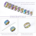 thumbnail image 5 of 18pcs 9 Sizes Rainbow Frosting Grooved Finger Rings Narrow Grooved Shiny Blank Ring Stainless Steel Round Blank Core Ring for Inlay Handmade Ring Jewelry Making Gift colorful, 5 of 6