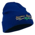 thumbnail image 5 of Seasons Greetings with Mistletoe Embroidered Long Beanie - Royal OSFM, 5 of 5