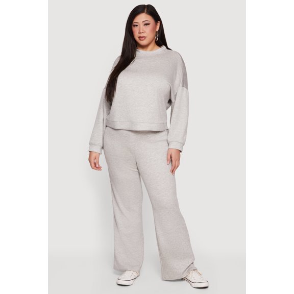 Women's Plus Size Drawstring Waist Pull On Flare Pants