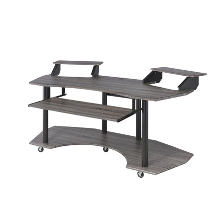UPC: 0192551397781 | Contemporary Computer Desk with Keyboard Tray and Open Bottom Shelf  Gray