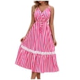 thumbnail image 2 of FcBaudy Robe Camis Sans Manches à Col en V, Robes d'Été pour Femmes, Robes pour Femmes Mode Féminine à Rayures à Bretelles Ajustée Robe à Col en V Robe Femme, 2 of 4