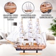 thumbnail image 3 of Accent Collection Brown And White Wooden Ship Model With Realistic Cloth Sails, Marine-Inspired Decoration For Nautical Charm, 3 of 5