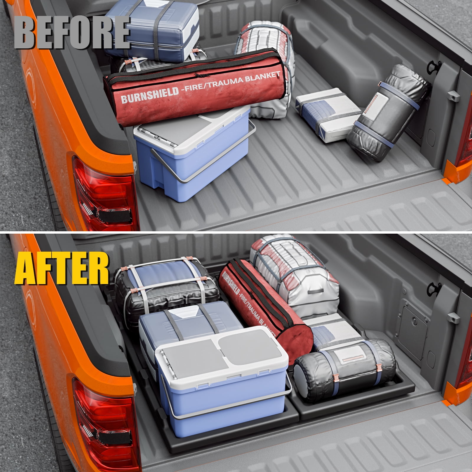 Slide-Out Truck Bed Cargo Tray Compatible with 2022-2025 2026 Ford Maverick HDPE Lightweight Sliding Organizer Trolley System for 2024 Maverick Accessories (4.4FT+ Bed ONLY)
