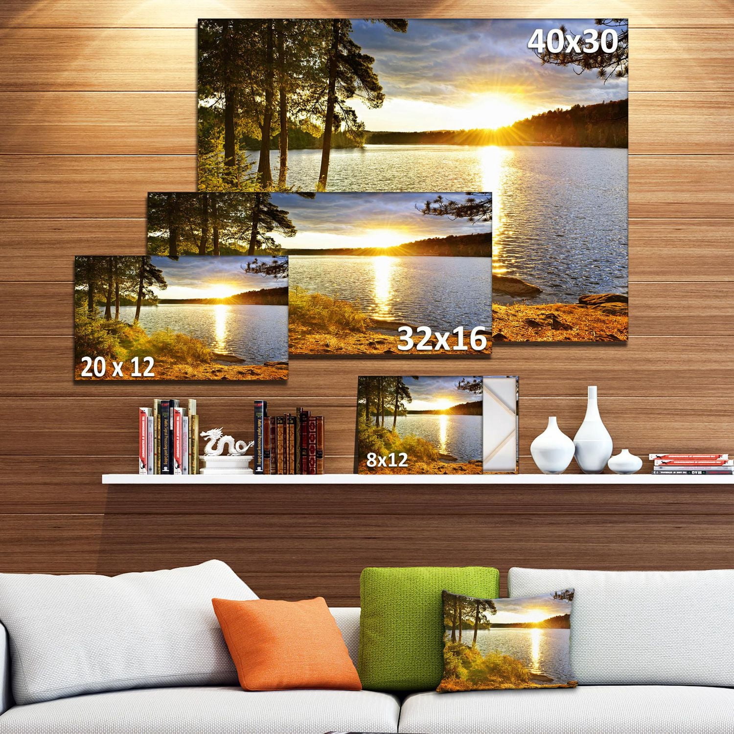 Designart Beautiful View of Sunset over Lake Canvas Wall Art