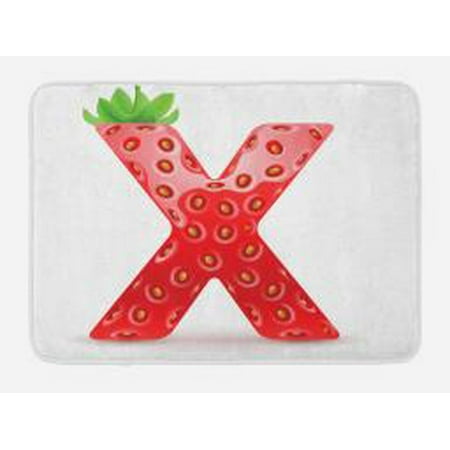 Non Sweet Fruit Letter X Bath Mat, Vegetarian Typography with Tropical Fruits Healthy Ripe and Sweet, Non-Slip Plush Mat Bathroom Kitchen Laundry Room Decor, 29.5 X 17.5 Inches, Vermilion Green Orange, Ambesonne ()