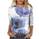 thumbnail image 2 of ICHUANYI Liquidación Camiseta estampada de moda para mujer Blusa de mangas 3/4 Tops casuales con cuello redondo ICHUANYI WER202308255250, 2 of 5