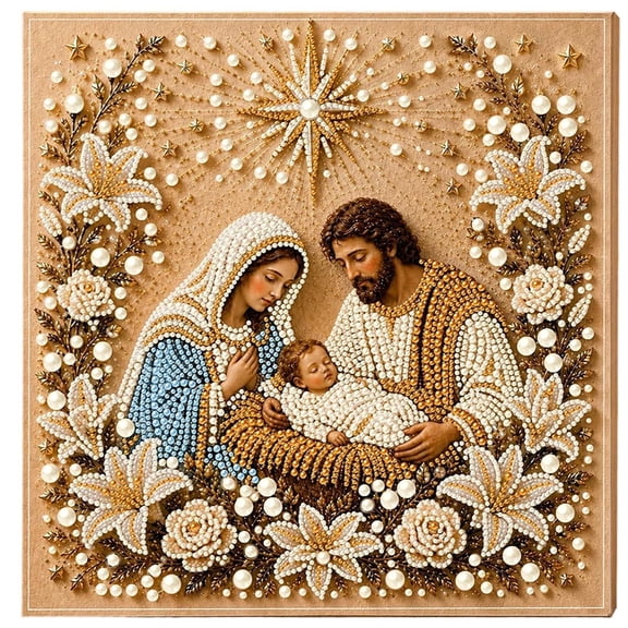 DIY Jesus Pearl Art Kit, 5D Special Shape Diamond Painting for Adults, Religious Wall Art Frame, Christian Mosaic Craft Kit, Christ Pearl Gem Painting Crafts 10X10 Inch ...