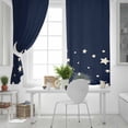 thumbnail image 5 of Fsddascl Modern Blackout Curtains for Bedroom/Living Room, Thermal Insulated Kitchen Curtains, Japanese Style Minimalist Moon Stars Blue Grommet Darkening Window Treatment Drapes 52"x63"x2, 5 of 6