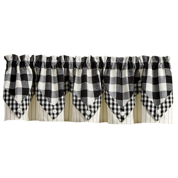 Park Designs Buffalo Check Lined Point Black and Cream Valance 72" x 15"