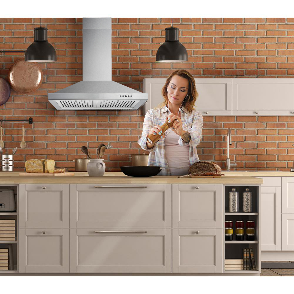 Range Hood 30 inch 450 CFM Wall Mount Stainless Steel Stove Cook Vent Hood Tiesay Range Hood, Range Hoods 30 inch Stainless Steel, 450 CFM Kitchen Hood with LED Light Baffle Filters, 3 Speed Exhaust