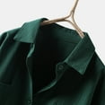thumbnail image 3 of YEJIMAN Long Sleeve T-shirt, Green Button Down Shirt Women, Down Long Blouses Casual Shirts Tops Women's Button Sleeve Linen Women's Blouse, Big & Tall, 3 of 4