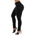 thumbnail image 5 of Moda Xpress Women’s Junior Butt Lifting Stretch Mid Rise Black Denim Skinny Jeans 10745N, 5 of 7