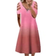 thumbnail image 1 of Fashnice Robe Longue Femme Col en V Été Plage Robe d'Été Manches Courtes Midi Décontractée Vacances Rose m, 1 of 2