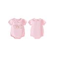 thumbnail image 2 of BemeyourBBs Infant Baby Girls First Birthday Outfit 1st Years Old Birthday Clothes Bubble Romper Cute Floral Letters Embroidery Short Sleeve Summer Jumpsuit Bodysuit Playsuit, 2 of 9