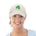 thumbnail image 5 of DALIX St. Patrick's Day Shamrock Hat Womens Embroidered Baseball Cap in Beige, 5 of 6