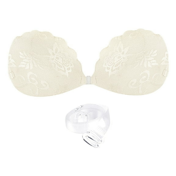 Women's Sticky Bra Floral Lace Adhesive Bra,Strapless,Backless Reusable,Silicone Covering Nipple Bras Sticky Push Up Bra