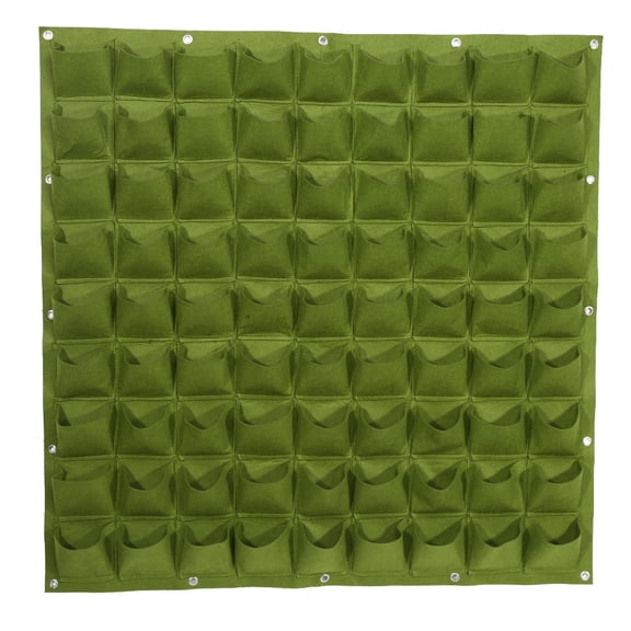 81 Pockets Vertical Felt Garden Plant Growing Container Bags Wall Hanging Planter (Green)
