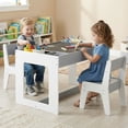 thumbnail image 4 of Costway Multifunctional Kids Table & 2 Chairs Set with Removable Double-sized Tabletop Gray + White, 4 of 10