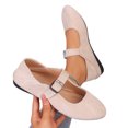 thumbnail image 2 of POROPL Womens Flat Shoes Suede Slip On Round Toe Dress Shoes with Ankle Strap Buckle,Shoes Size 5.5, 2 of 9