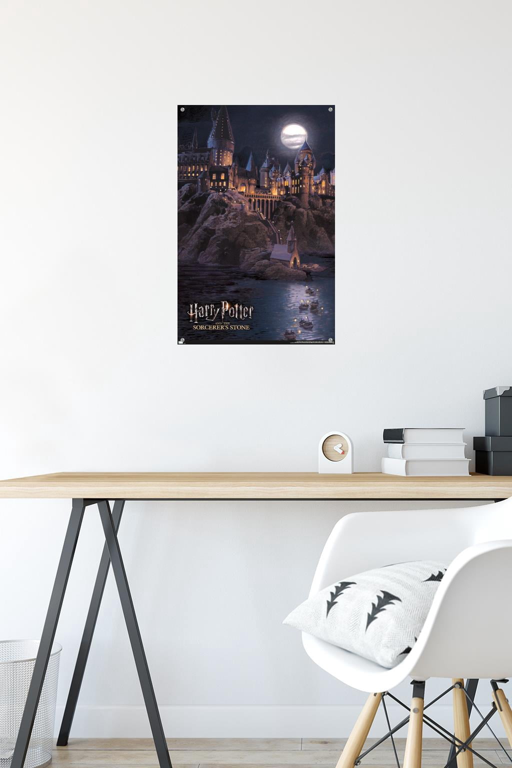 Harry Potter and the Sorcerer's Stone - Hogwarts at Night Wall Poster with Pushpins, 14.725" x 22.375"