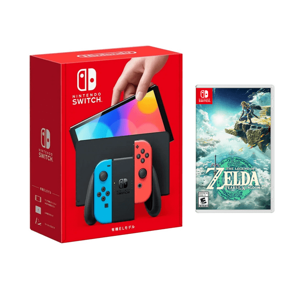 Nintendo Switch OLED Neon Console with Zelda Tears of The Kingdom Bundle (JP Spec)