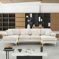 thumbnail image 4 of Rophefx 114" Sectional Sofa for Living Room,Modern Velvet Couch,U-Shaped Sofa with Chaise and Ottoman,Beige, 4 of 10